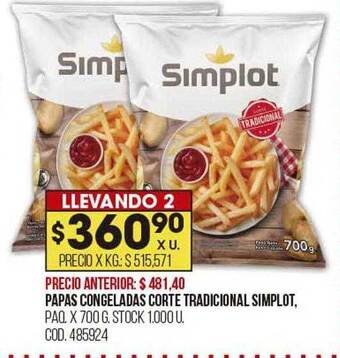 Coto Papas congeladas corte tradicional simplot oferta
