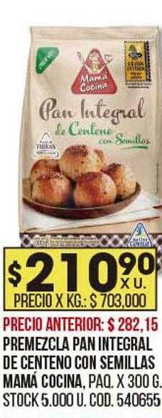 Coto Premezcla pan integral de centeno con semillas mamá cocina oferta
