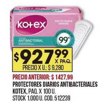 Coto Protectores diarios antibacteriales kotex oferta