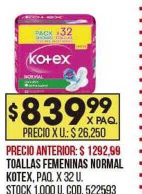 Coto Toallas femeninas normal kotex oferta