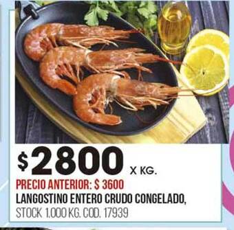 Coto Langostino entero crudo congelado oferta