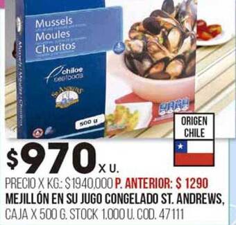 Coto Mejillón en su jugo congelado st andrews oferta