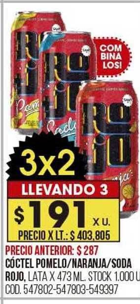 Coto Cóctel pomelo naranja soda rojo oferta