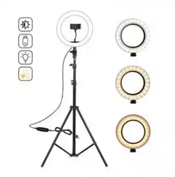 Frávega Aro de luz led 26 cm con trípode y soporte para celular the game house altgh oferta