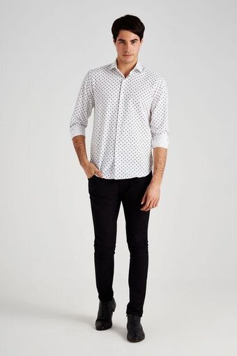Macowens Camisa estampada blanca oferta