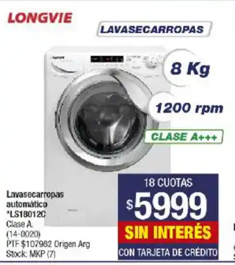 Lombardi Longvie Lavasecarropas automático LS18012C 8 Kg 1200 rpm oferta