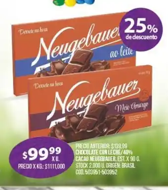 Coto Neugebauer Chocolate Con Leche/40% Caca x 90g oferta