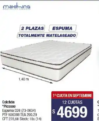 Lombardi Colchón Picasso 2 Plazas Espuma Totalmente Matelaseado oferta