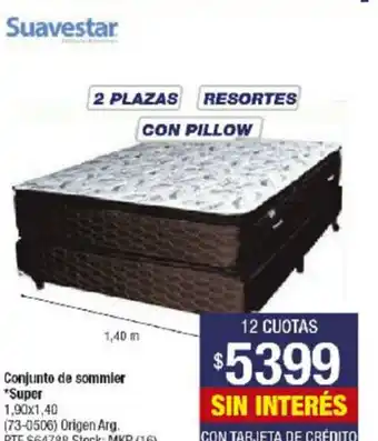 Lombardi Conjunto de sommier Super 2 Plazas Resortes Con Pillow oferta