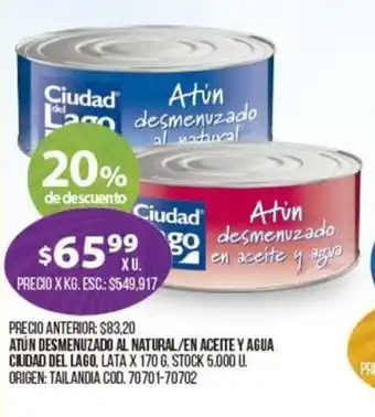 Coto Ciudad Del Lago Atún Desmenuzado Al Natural/En Aceite Y Agua x 170g oferta