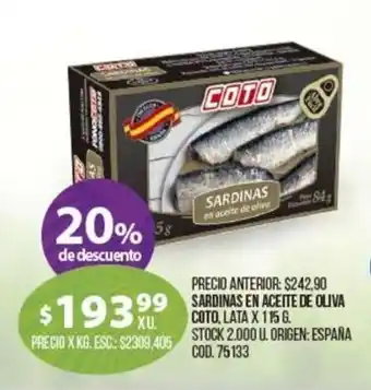 Coto Coto Sardinas En Aceite De Oliva x 115g oferta
