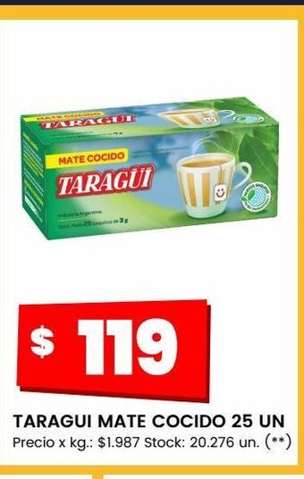 Changomas Taragui mate cocido 25 un oferta