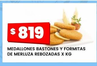 Changomas Medallones bastones y formitas de merluza rebozadas x kg oferta