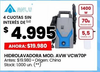 Changomas Hidrolavadora mod. avw vcw70p oferta