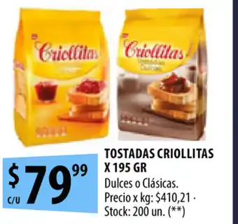 Punto Mayorista Tostadas Criollitas x 195 gr oferta