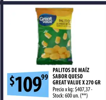 Punto Mayorista Palitos de Maíz Sabor Queso Great Value x 270 gr oferta