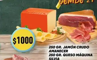 Supermercados Zeta 250 gr. jamón crudo amanecer 250 gr. queso máquina silvia oferta
