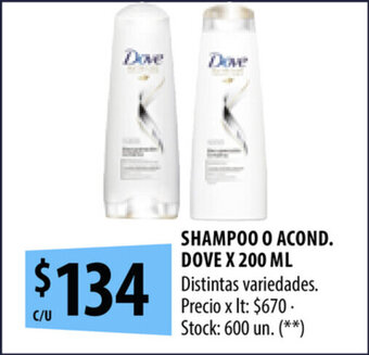 Punto Mayorista Shampoo o Acond. Dove x 200 ml oferta
