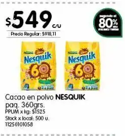 Jumbo Cacao en polvo nesquik oferta