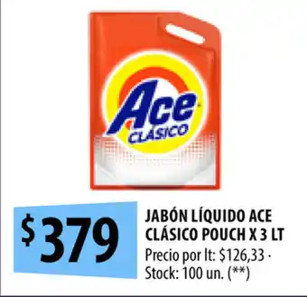 Punto Mayorista Jabón Líquido Ace Clásico Pouch x 3 lt oferta