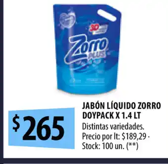 Punto Mayorista Jabón Líquido Zorro Doypack x 1.4lt oferta
