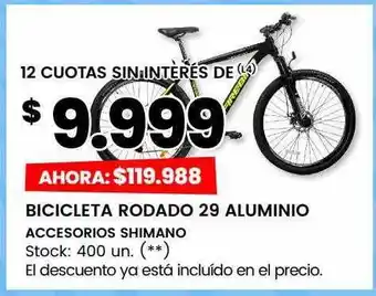 Walmart Bicicleta rodado 29 aluminio accesorios shimano oferta