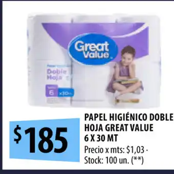 Punto Mayorista Papel Higiènico Value Hoja Great value 6 x 30 mt oferta