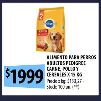 Punto Mayorista Alimento Para Perros Adultos Pedigree Carne, Pollo y Cereales x 15 kg oferta