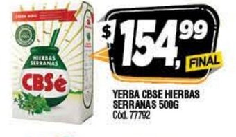 Supermercados Yaguar CBSE Yerba Hierbas Serranas 500g oferta