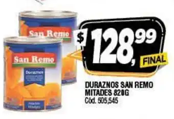 Supermercados Yaguar San Remo Mitades Duraznos 820g oferta
