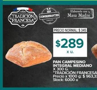 Carrefour Pan campesino integral mediano oferta