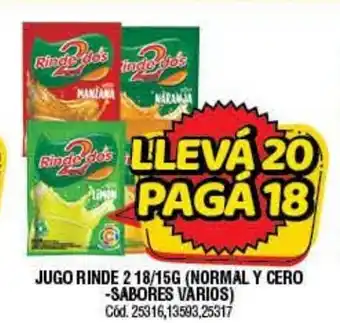 Supermercados Yaguar Jugo Rinde 2 18/15g (Normal Y Cero-Sabores Varios) oferta