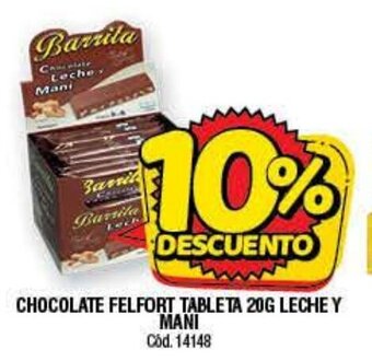 Supermercados Yaguar Chocolate Felfort Tableta 20G Leche y Mani oferta