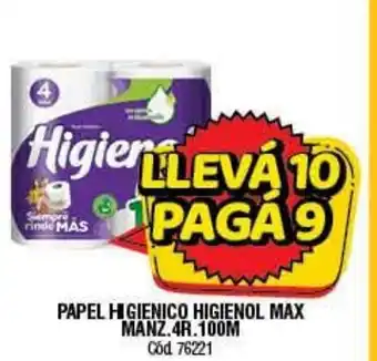 Supermercados Yaguar Papel Higienico Higienol Max Manz.4r.100m oferta