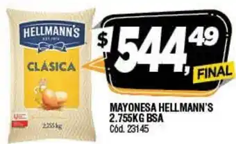 Supermercados Yaguar Mayonesa Hellman's 2.755kg Bsa oferta