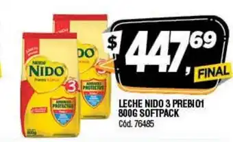 Supermercados Yaguar Leche Nido 3 Prebio1 800g Softpack oferta