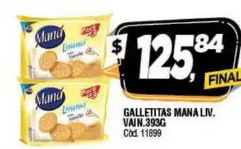 Supermercados Yaguar Galletitas Mana Liv. Vainilla 393g oferta