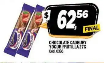 Supermercados Yaguar Chocolate Cadbury Yogur Frutilla 27g oferta