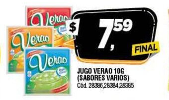 Supermercados Yaguar Jugo Verao 10g oferta