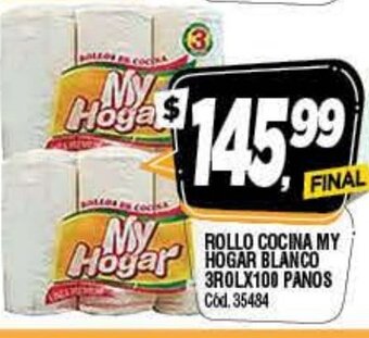 Supermercados Yaguar My Hogar Rollo Cocina Blanco 3Rolx100 Panos oferta