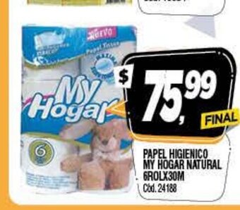Supermercados Yaguar My Hogar Papel Higienico natural 6Rolx30m oferta