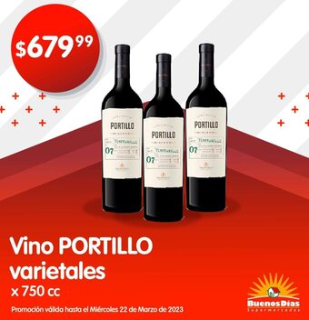 Supermercados Buenos Días Vino Portillo Varietales 750cc oferta