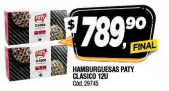 Supermercados Yaguar Paty Hamburguesas clásico 12u oferta