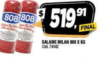 Supermercados Yaguar Salame Milan 808 x kg oferta