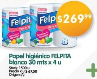 Supermercados Buenos Días Papel Higiénico Felpita Blanco 30mts x 4u oferta