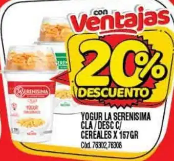 Supermercados Yaguar Yogur La Serenisima Cla/Desc C/ Cereales x 157gr oferta