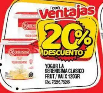 Supermercados Yaguar Yogur La Serenisima Clasico Frut/Vai x120gr oferta