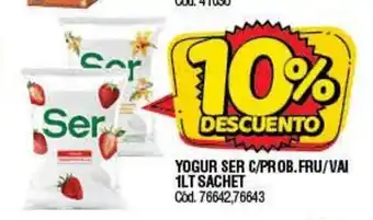 Supermercados Yaguar Yogur Ser C/Prob.Fru/Vai 1lt Sachet oferta