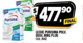 Supermercados Yaguar Purisima Leche Polvo Ent.800g Plus oferta