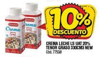 Supermercados Yaguar Crema Leche LS UAT 20% Tenor Graso 330cm3 oferta